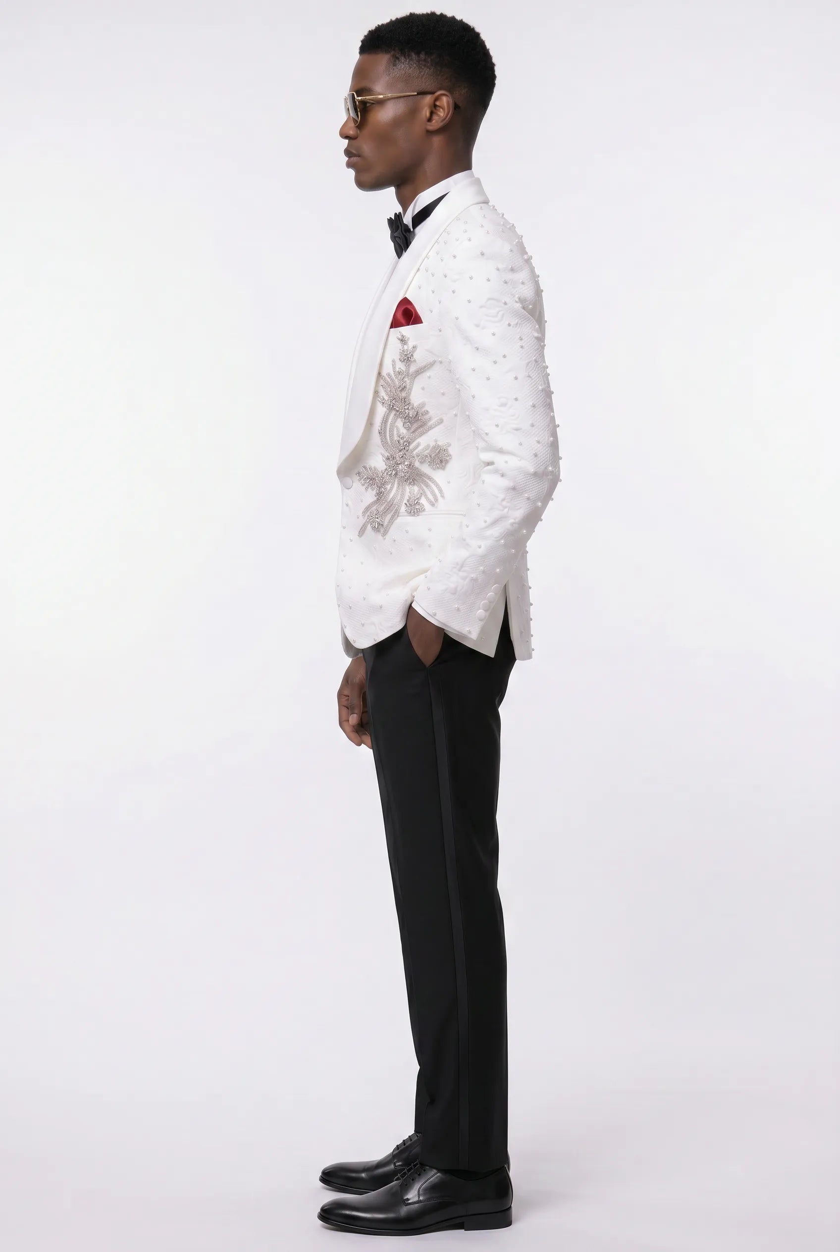 Pearl Symphony - White Pearl & Crystal Shawl 3-Piece Tuxedo