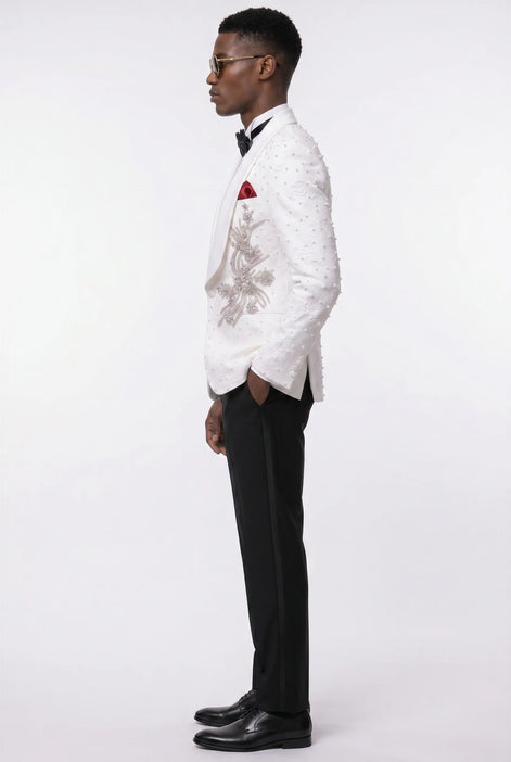 Pearl Symphony - White Pearl & Crystal Shawl 3-Piece Tuxedo