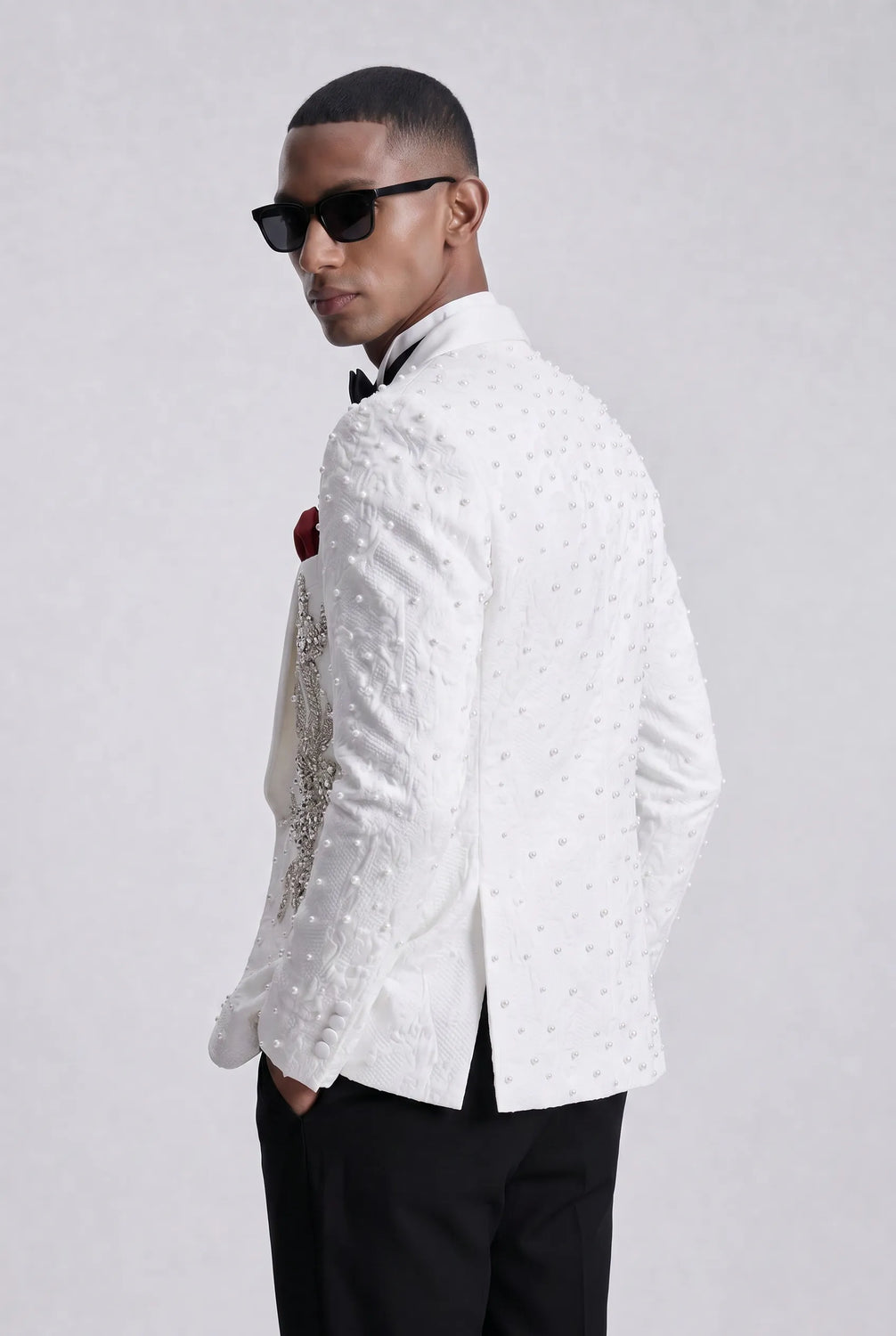 Pearl Symphony - White Pearl & Crystal Shawl 3-Piece Tuxedo - product image 24 | Nevo Suit