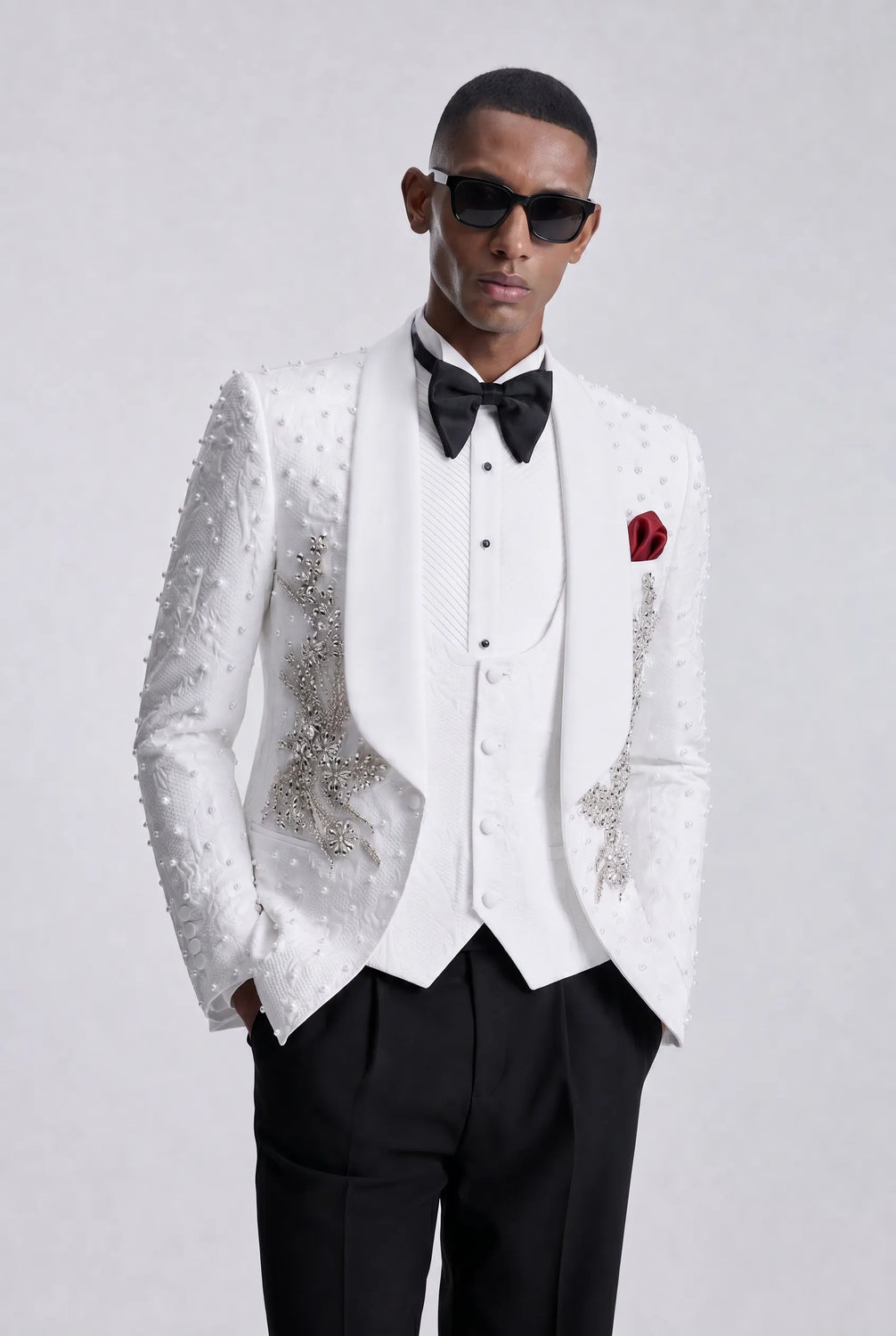 Pearl Symphony - White Pearl & Crystal Shawl 3-Piece Tuxedo - product image 22 | Nevo Suit
