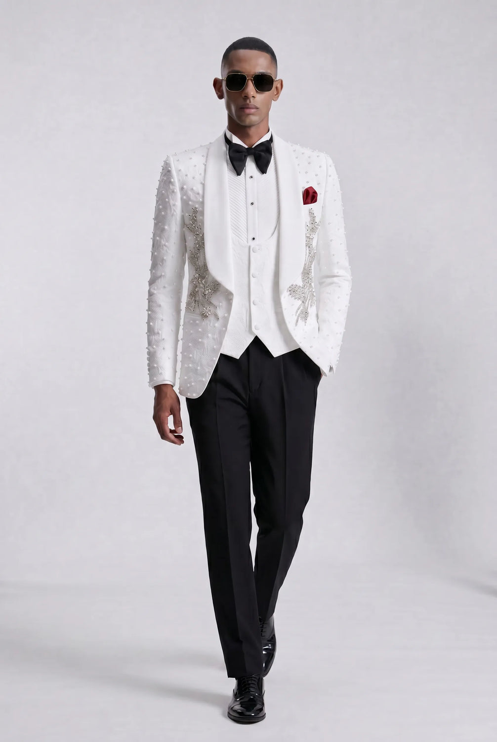 Pearl Symphony - White Pearl & Crystal Shawl 3-Piece Tuxedo - product image 42 | Nevo Suit