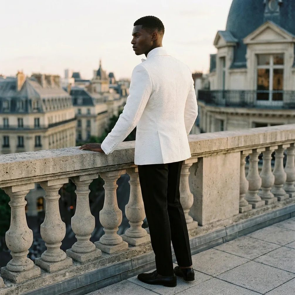 Pearl Symphony - White Pearl & Crystal Shawl 3-Piece Tuxedo - product image 12 | Nevo Suit