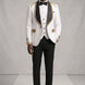Platinum Imperial - White Gold Rose Jacquard Shawl 3-Piece Tuxedo