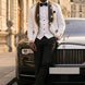 Platinum Imperial - White Gold Rose Jacquard Shawl 3-Piece Tuxedo