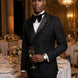 Phantom Cipher - Black Asymmetric Vine Beaded 2-Piece Tuxedo