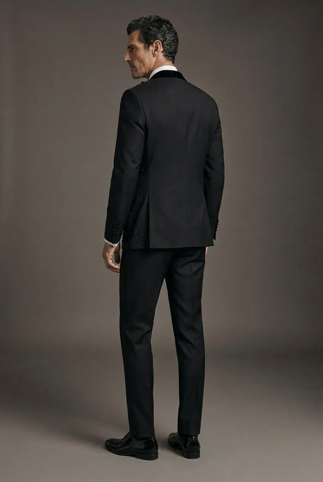 Phantom Cipher - Black Asymmetric Vine Beaded 2-Piece Tuxedo