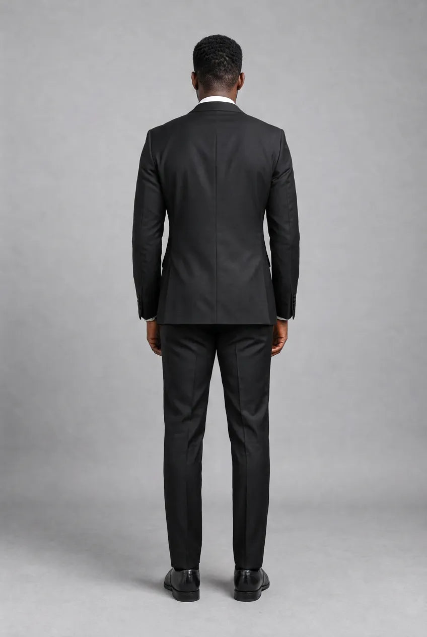Phantom Cipher - Black Asymmetric Vine Beaded 2-Piece Tuxedo