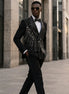 Vesper Cascade - Black Crystal Fringe 2-Piece Tuxedo