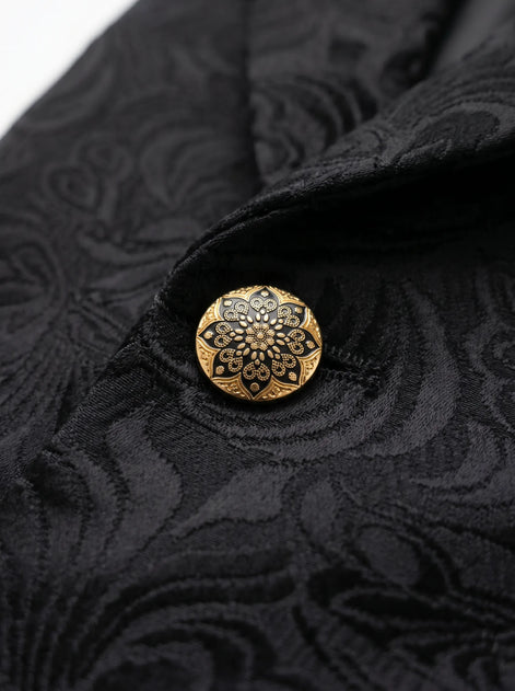 Jet Zenith - Black Jacquard & Heavy Crystal 3-Piece Tuxedo
