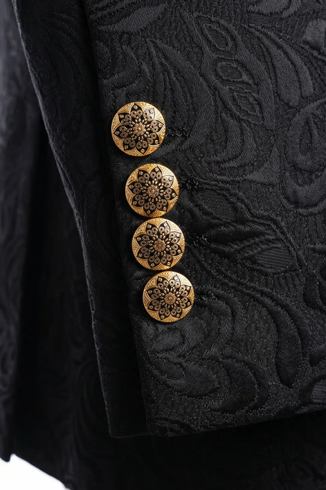 Jet Zenith - Black Jacquard & Heavy Crystal 3-Piece Tuxedo