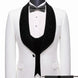 White micro-diamond jacquard tuxedo 3-piece set front view - The Diamond Royale