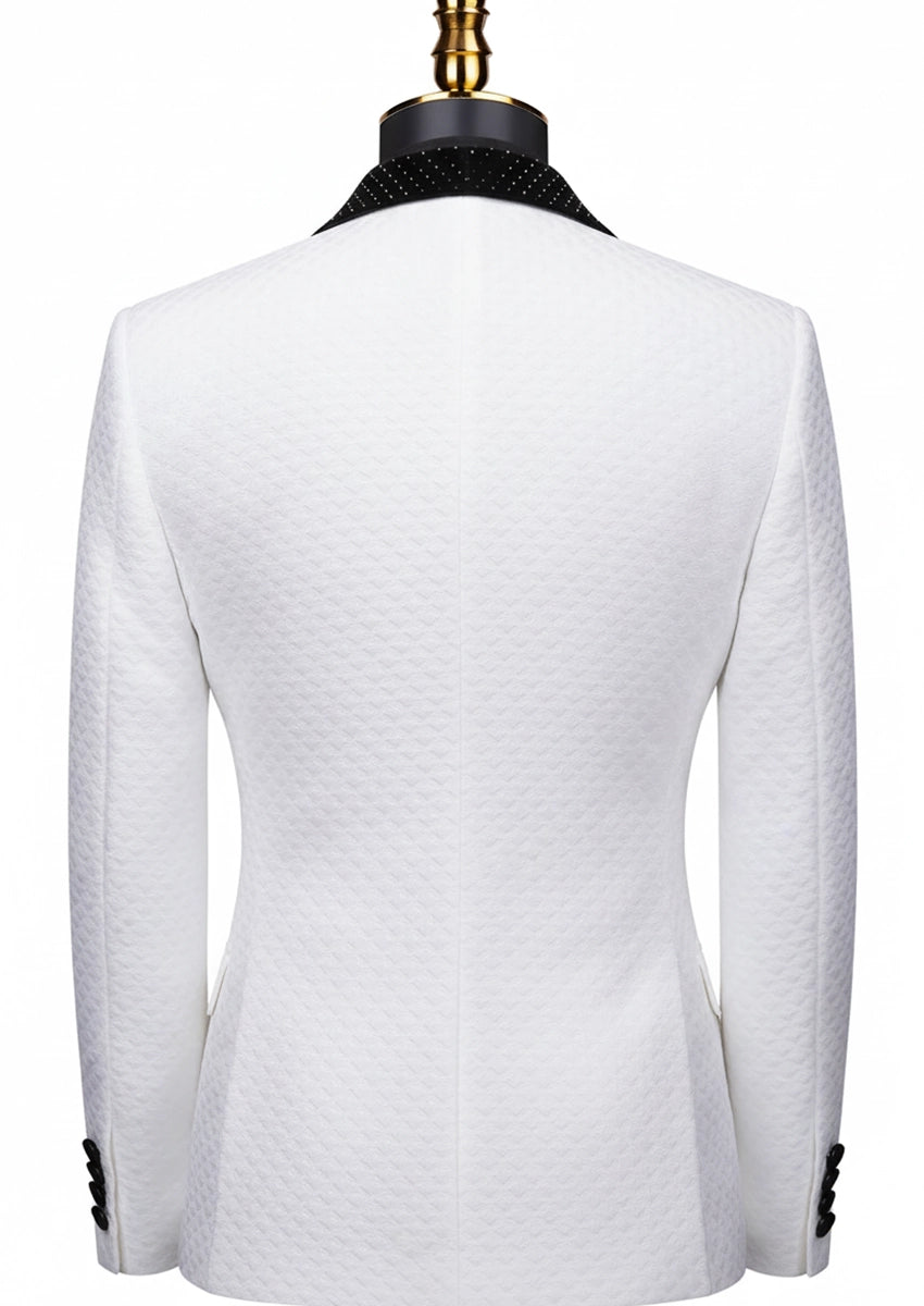 White tuxedo jacket back view fit check - Nevo Suits