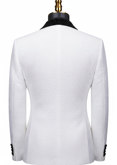 White tuxedo jacket back view fit check - Nevo Suits