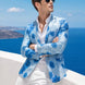 Azure Mediterranean Muse - Blue Floral Resort Blazer