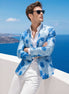 Azure Mediterranean Muse - Blue Floral Resort Blazer