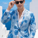 Azure Mediterranean Muse - Blue Floral Resort Blazer