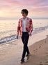 Crimson Twilight Bloom - Dusty Rose Floral Resort Blazer