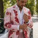 Crimson Twilight Bloom - Dusty Rose Floral Resort Blazer