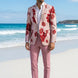 Crimson Twilight Bloom - Dusty Rose Floral Resort Blazer