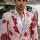 Crimson Twilight Bloom - Dusty Rose Floral Resort Blazer
