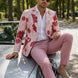 Crimson Twilight Bloom - Dusty Rose Floral Resort Blazer