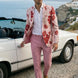 Crimson Twilight Bloom - Dusty Rose Floral Resort Blazer