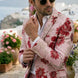 Crimson Twilight Bloom - Dusty Rose Floral Resort Blazer
