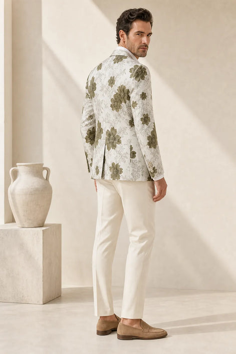 Olive Riviera Serenity - Green Floral Resort Blazer