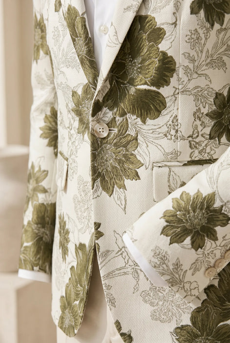 Olive Riviera Serenity - Green Floral Resort Blazer