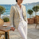 Aurelian Riviera Bloom - Sand & Gold Floral Resort Blazer