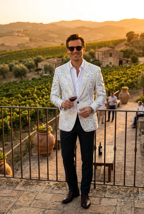 Aurelian Riviera Bloom - Sand & Gold Floral Resort Blazer