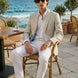 Aurelian Riviera Bloom - Sand & Gold Floral Resort Blazer