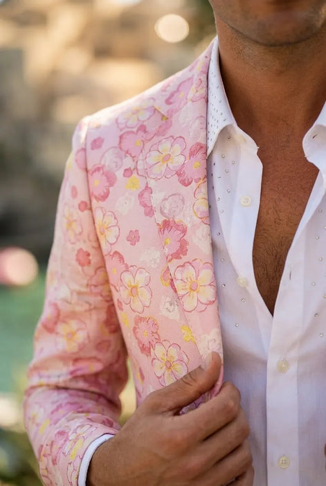 Amalfi Rose Serenity - Pink Floral Resort Blazer