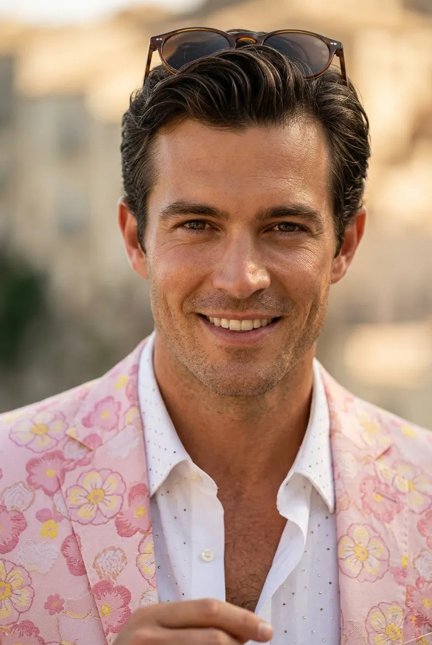Amalfi Rose Serenity - Pink Floral Resort Blazer