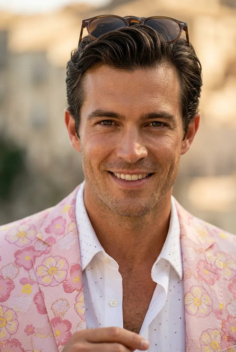 Amalfi Rose Serenity - Pink Floral Resort Blazer
