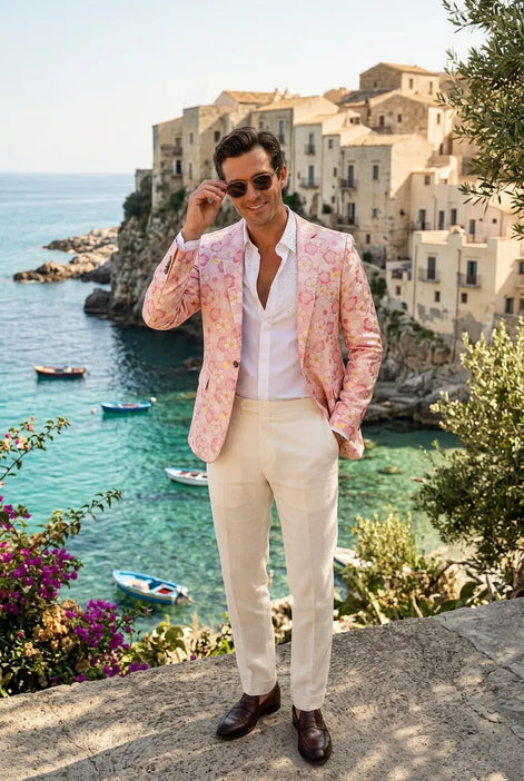 Amalfi Rose Serenity - Pink Floral Resort Blazer