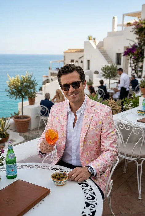 Amalfi Rose Serenity - Pink Floral Resort Blazer