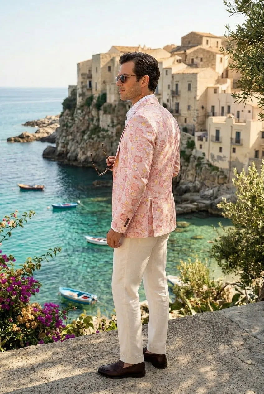Amalfi Rose Serenity - Pink Floral Resort Blazer