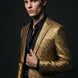 Solari Motif - Gold Distressed Jacquard Statement Jacket