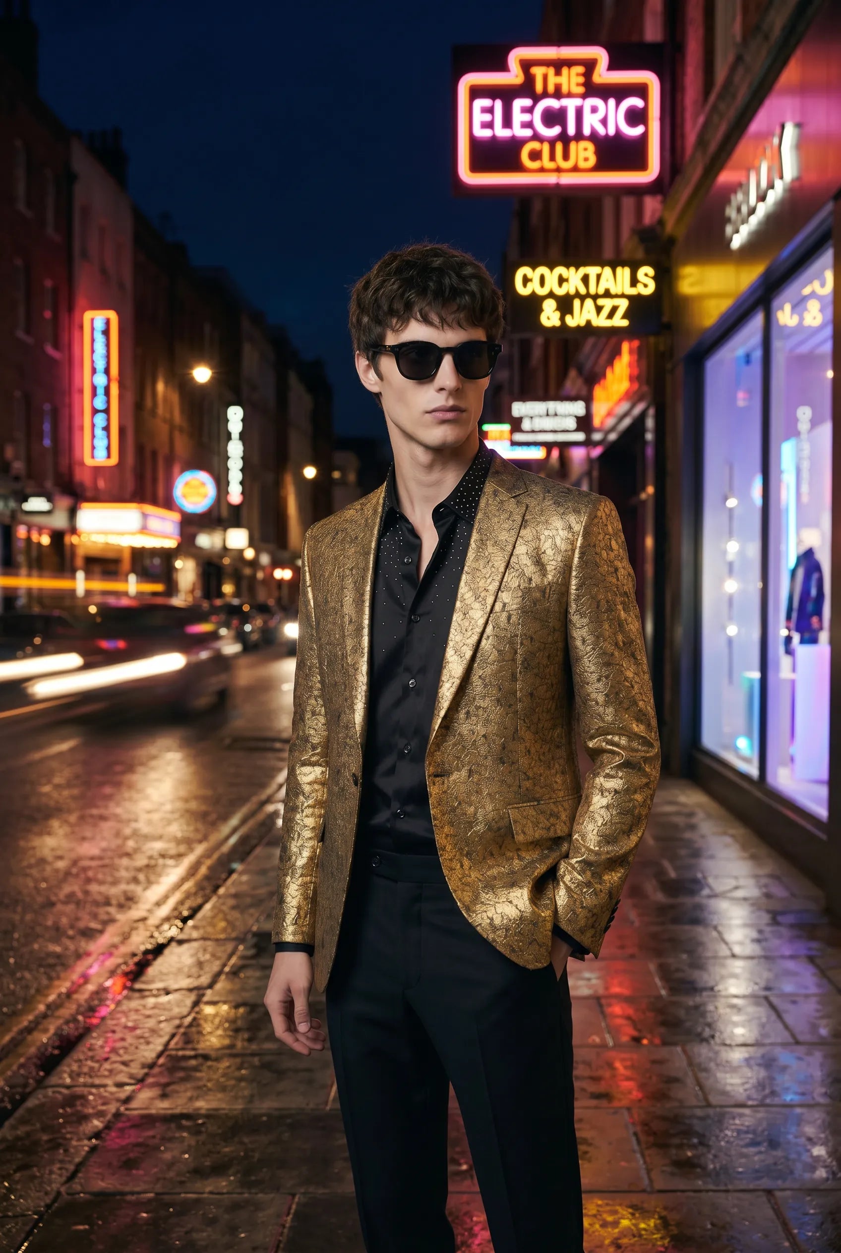 Solari Motif - Gold Distressed Jacquard Statement Jacket