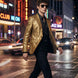 Solari Motif - Gold Distressed Jacquard Statement Jacket