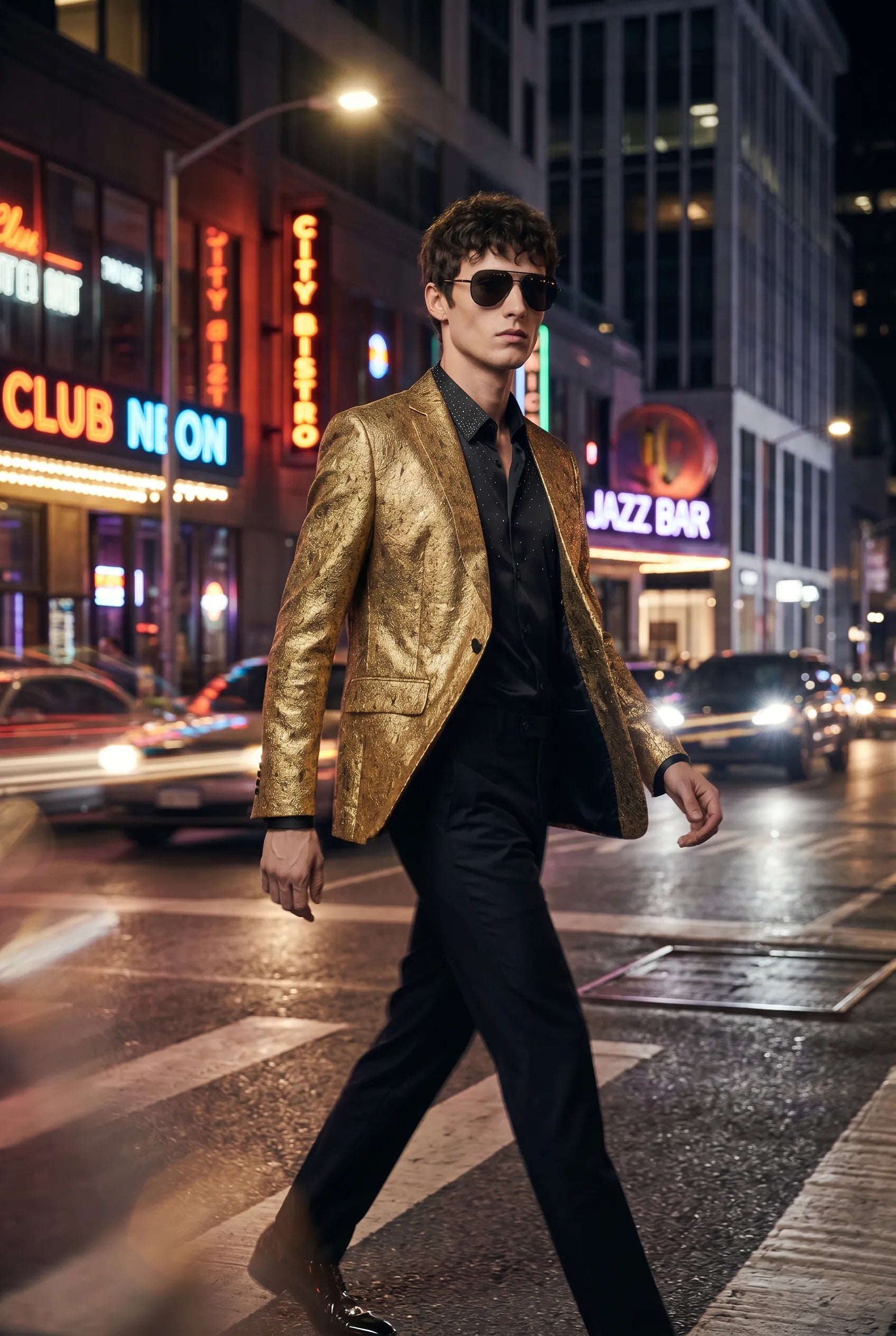 Solari Motif - Gold Distressed Jacquard Statement Jacket