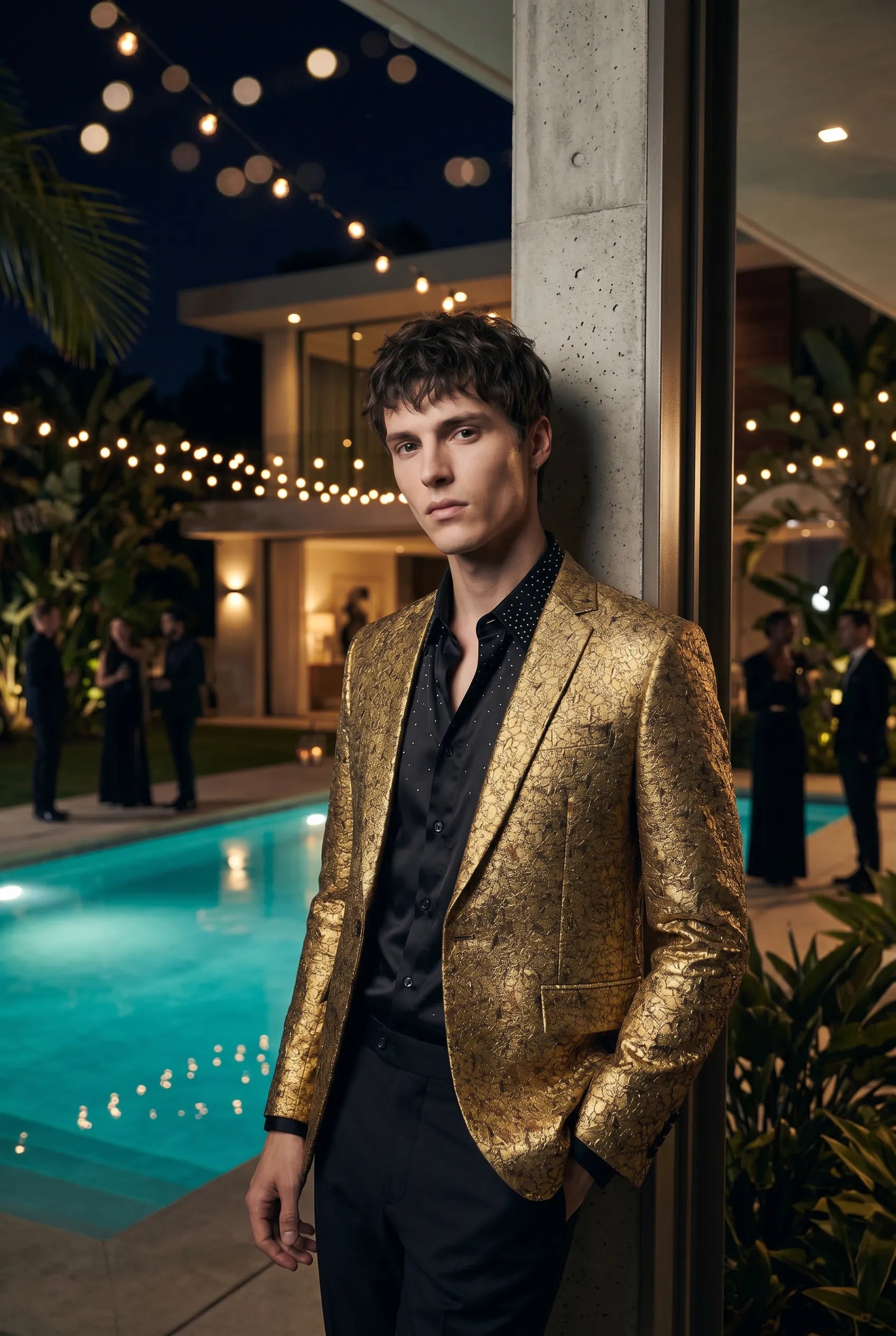 Solari Motif - Gold Distressed Jacquard Statement Jacket