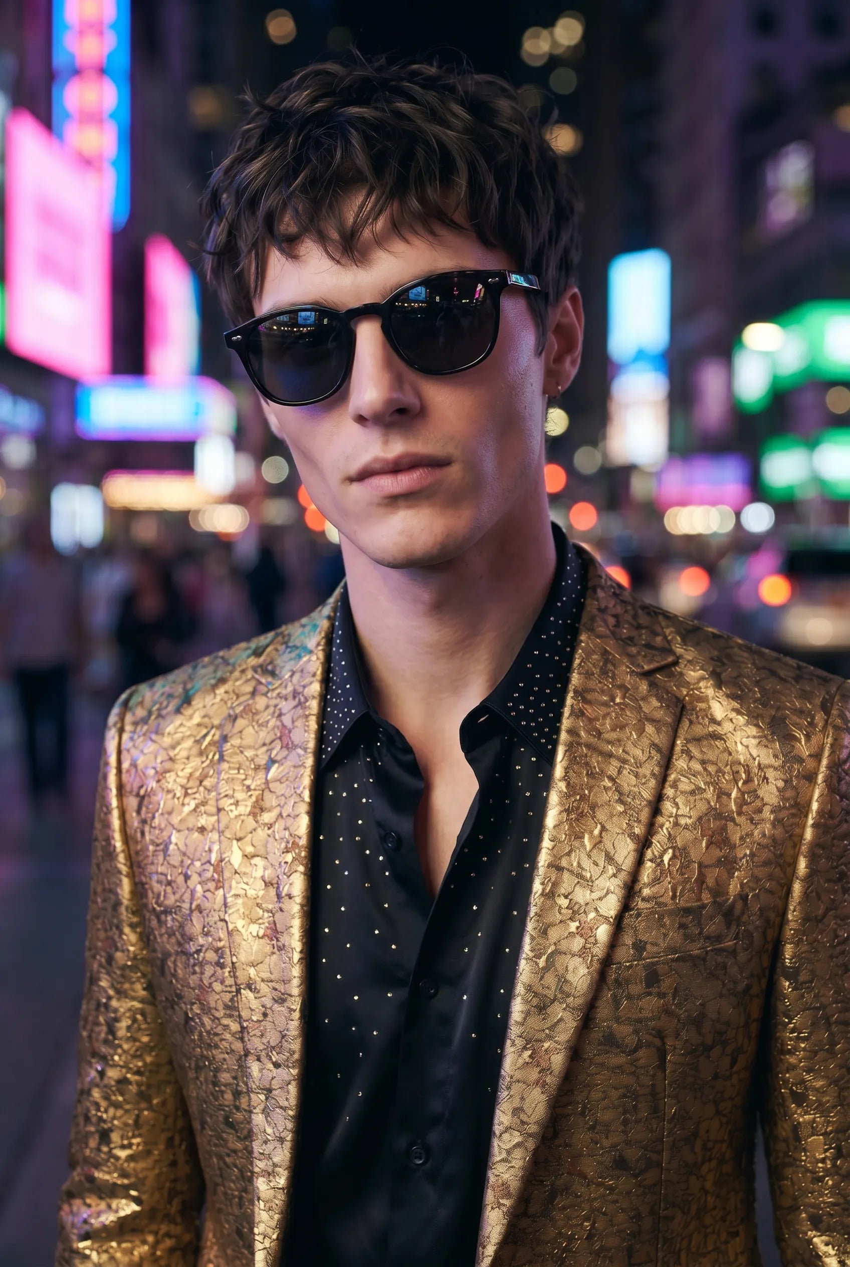 Solari Motif - Gold Distressed Jacquard Statement Jacket
