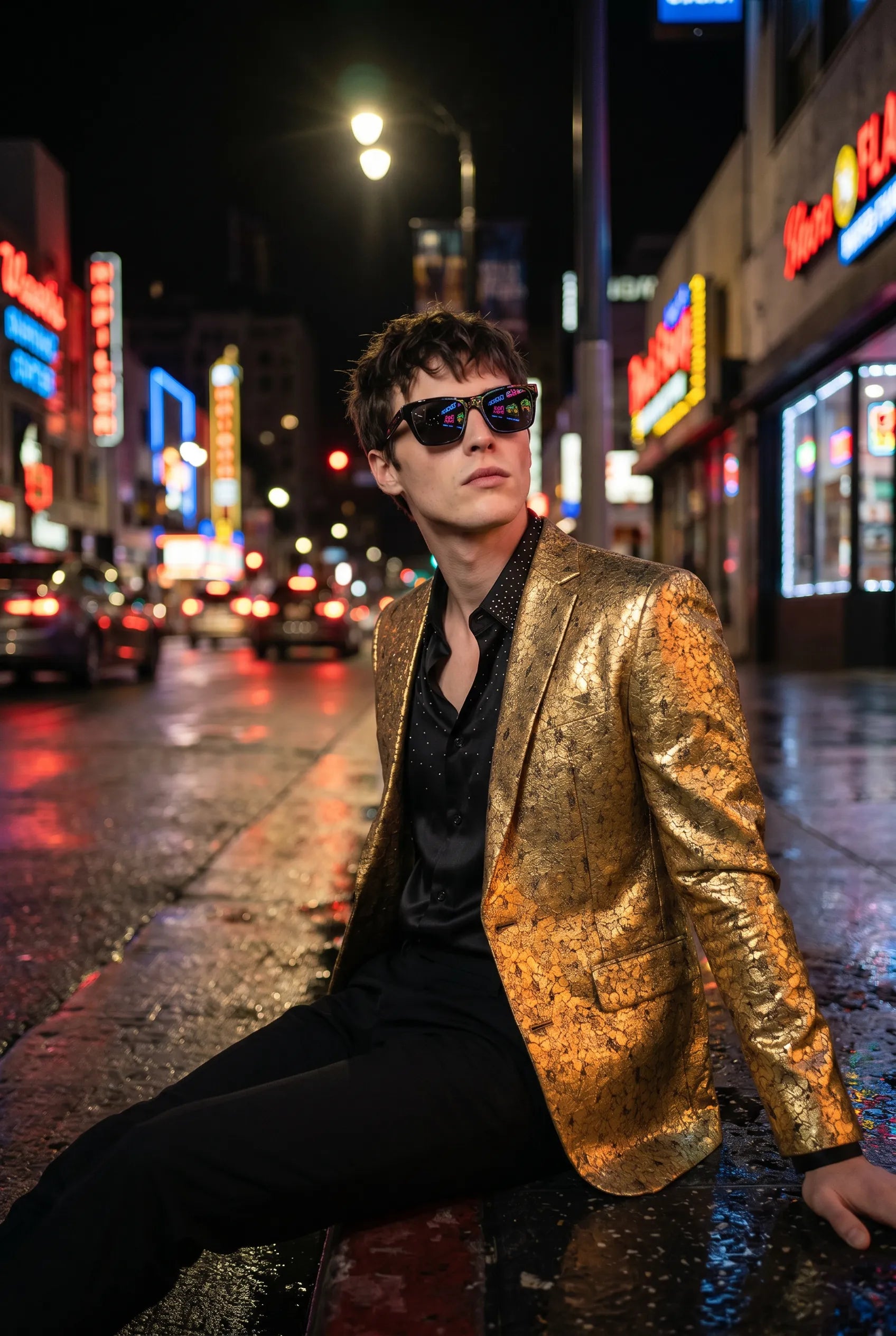 Solari Motif - Gold Distressed Jacquard Statement Jacket