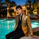 Solari Motif - Gold Distressed Jacquard Statement Jacket
