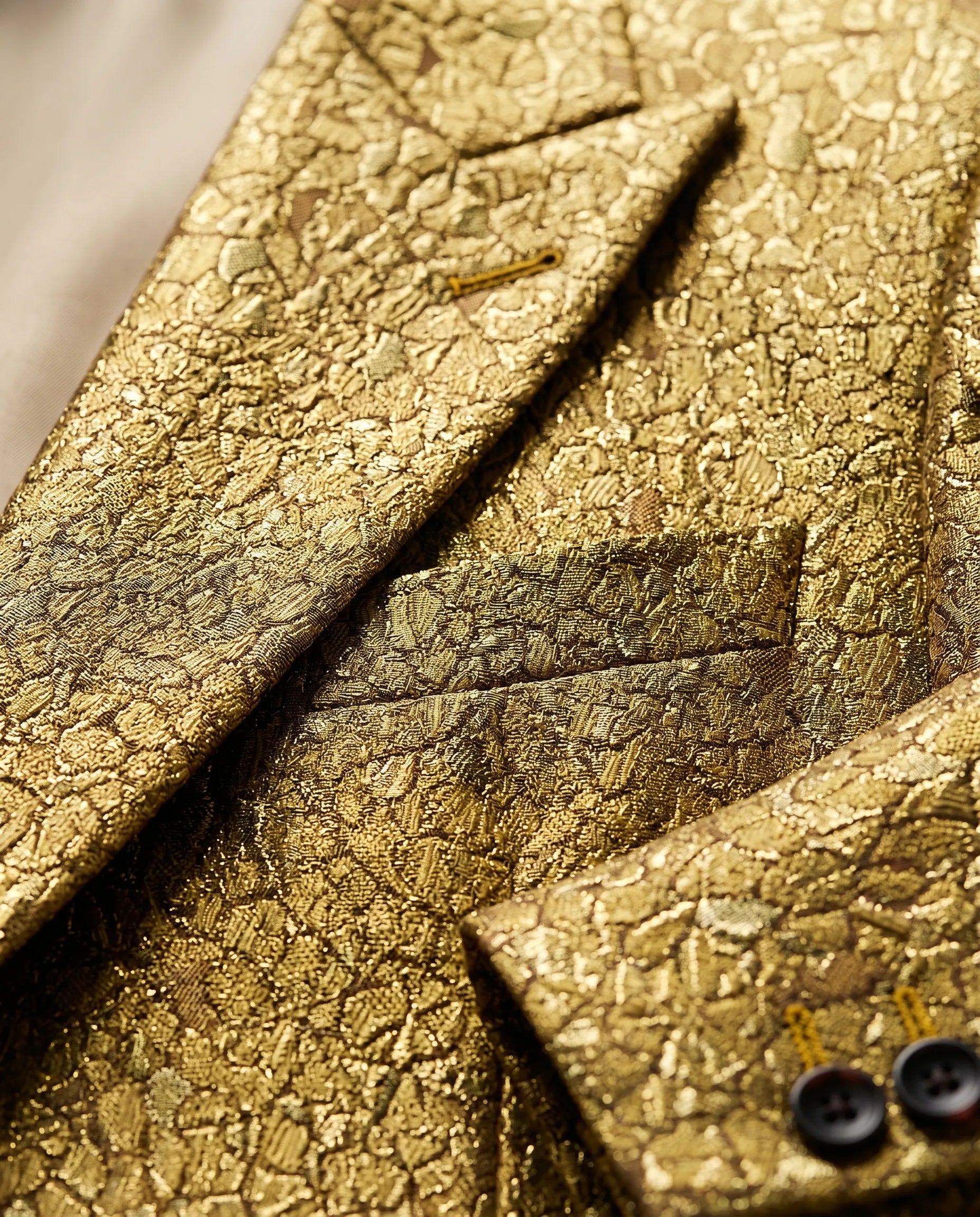 Solari Motif - Gold Distressed Jacquard Statement Jacket