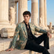 Emerald Argus Plume - Verdant Peacock Jacquard Resort Blazer