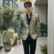 Emerald Argus Plume - Verdant Peacock Jacquard Resort Blazer