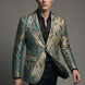 Emerald Argus Plume - Verdant Peacock Jacquard Resort Blazer
